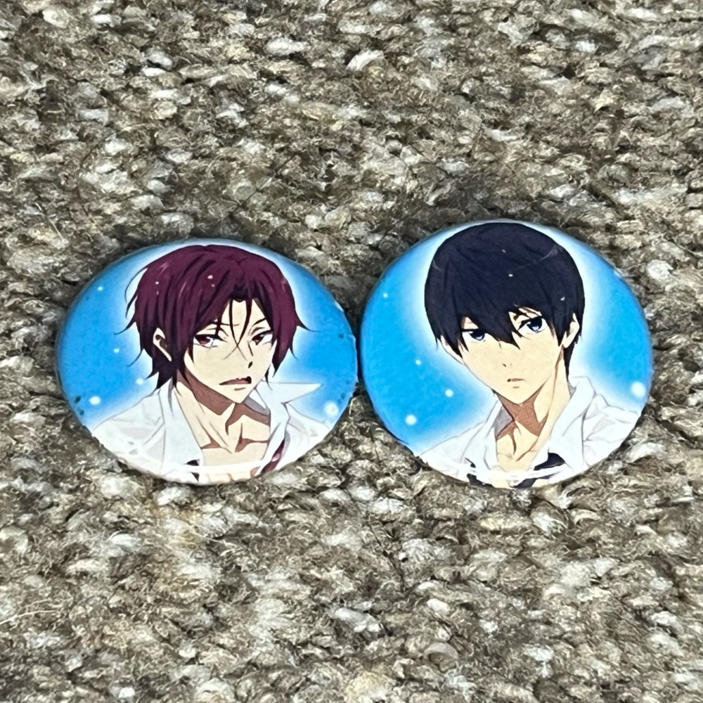 *6 for $10* Free! Iwatobi Swim Club Anime Can Badges Haruka Nanase Rin Matsuoka